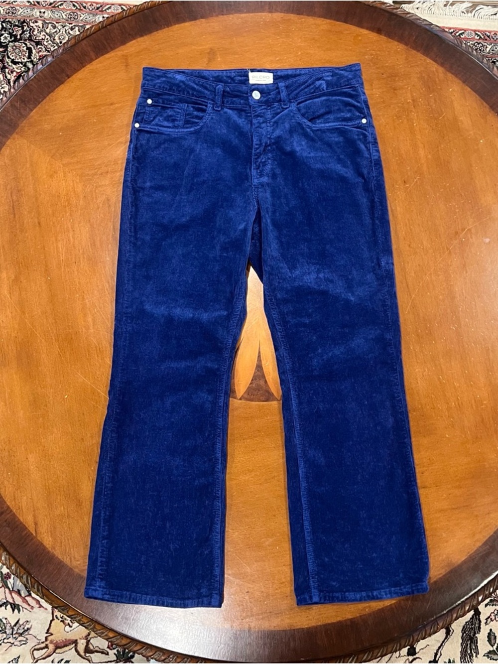Anthropologie x Pilcro The Yaya Mid-Rise Corduroy Crop Flare Jeans Blue 31 - Picture 4 of 16